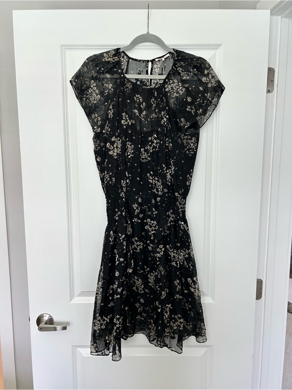 Parker Black Dress with Cream Floral Print